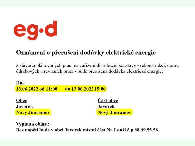 E-ON přerušení dodávky elektrické energie